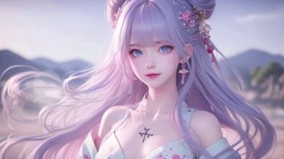 元气阳光清纯可爱古风长发美女