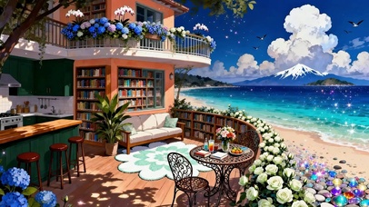 蓝天白云树木海景