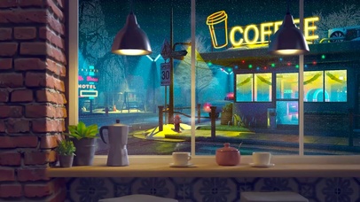 雨天窗外的咖啡馆