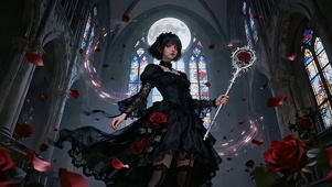 蔷薇月光下的黑裙诗