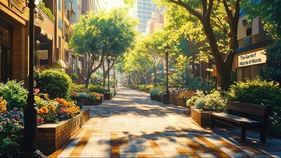 绿色清新温暖公园绿道