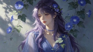 蓝花紫发清纯美少女