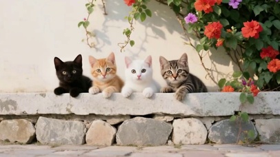 花墙下的猫咪