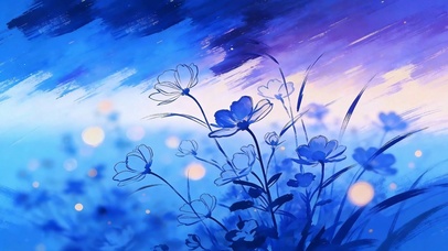蓝暮花影