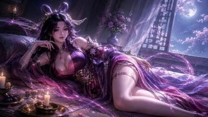 月下紫韵美人