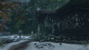 树下飘雪屋