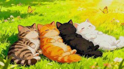 草地上的慵懒猫咪