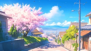护眼白云樱花树木