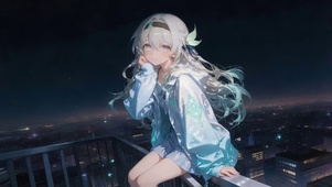 夜晚天台女孩