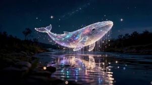 湖面上的粒子鲸鱼