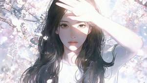 樱花树下女孩