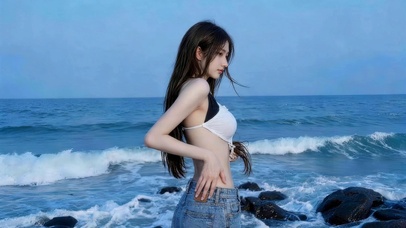 治愈海边女孩