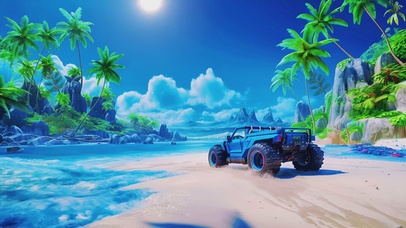 唯美沙滩上的越野车