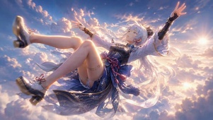 晴空云端的银发二次元美少女