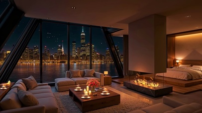 璀璨城市卧室夜