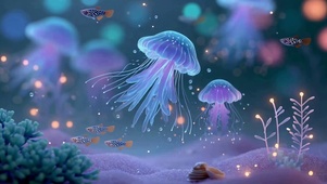 梦幻深海发光水母