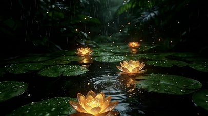 雨夜莲花灯