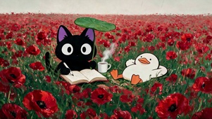 细雨漫花田