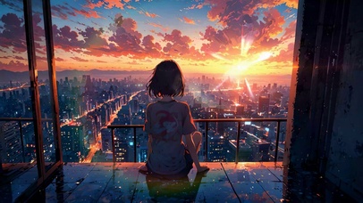黄昏城市少女