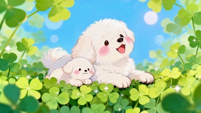 可爱幸运白色小狗