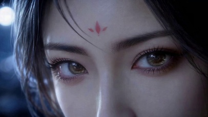 古风花钿美人眼眸特写