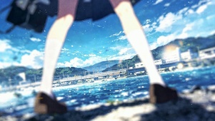 夏日海边二次元少女