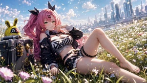 花海粉发少女