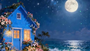 夜景星空海景树木带鱼屏