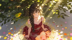 树下女孩