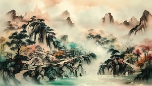 唯美国风插画