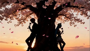 樱花树下的李白王昭君