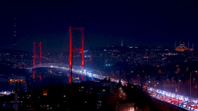 城市大桥车流夜景