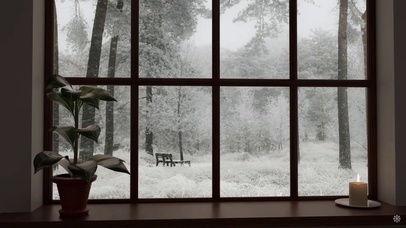 窗外飘雪