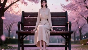 樱花树下的美女