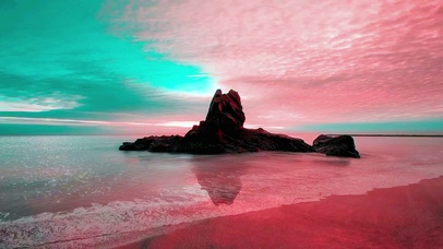 唯美晚霞海浪4K