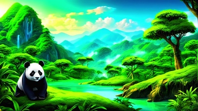 绿色护眼森林中的大熊猫