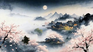 古风樱花树木