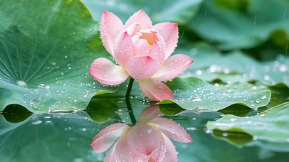 雨落清荷间