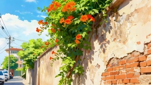 墙院外的爬山虎