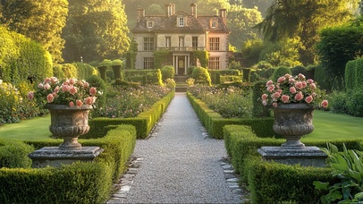 绿色清新静谧宏伟庄园