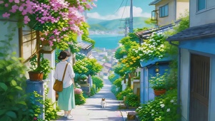 绿色鲜花小镇