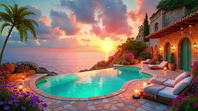 夕阳海景别墅泳池