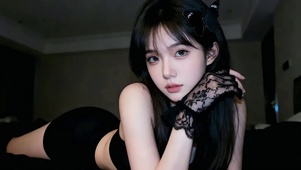 黑色系清纯美女