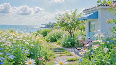 海边花海治愈清新风景
