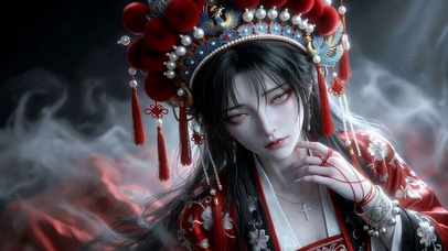 古风嫁衣红线美女