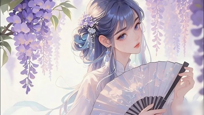 紫藤花古风美女