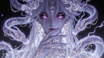 梦幻紫眸银发银龙壁纸