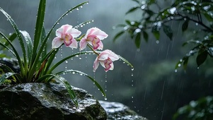 雨中幽谷粉兰