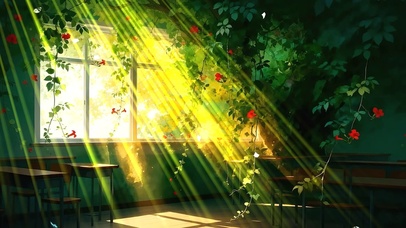 窗边午后阳光绿景