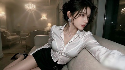 氛围感房间制服美女